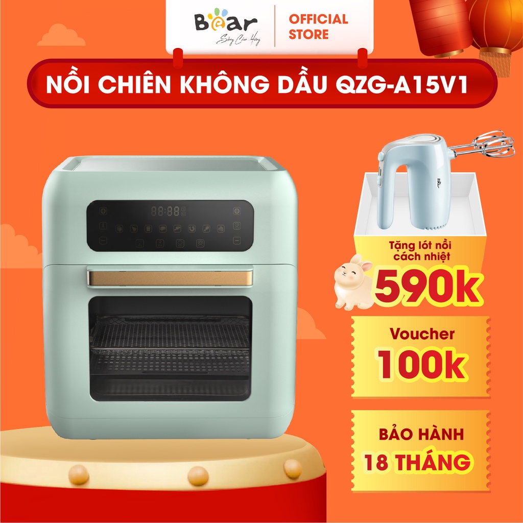 Nồi Chiên Không Dầu Bear 10L Thiết Kế Kiểu Dáng Lò Chiên, Công Nghệ Air Bomb Chiên Không Dầu - A15V1