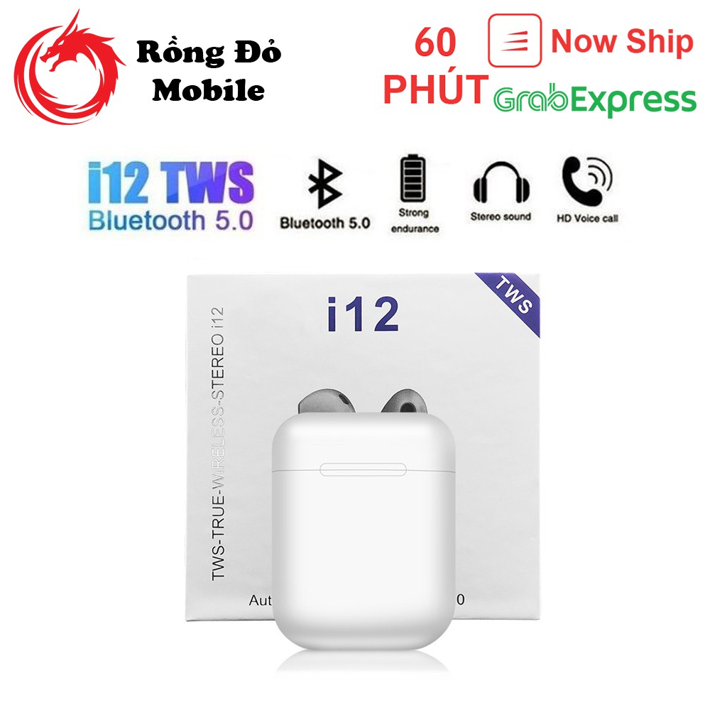 Tai nghe bluetooth 5.0 TWS i12 điều khiển cảm biến âm thanh có hỗ trợ đàm thoại bảo hành 1 đổi 1 do lỗi nhà sản xuất