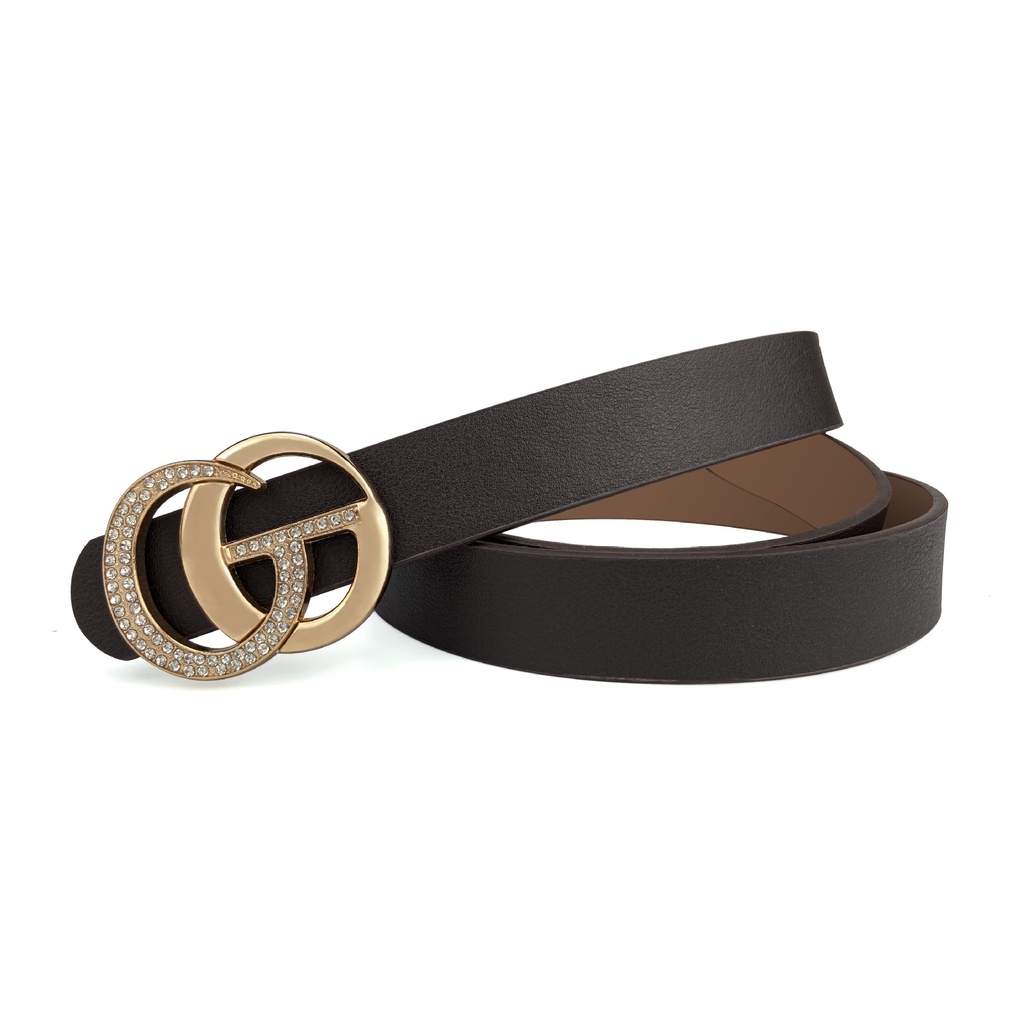 Thắt Lưng Da PU Đính Đá Phối Khóa Chữ G Thời Trang Cho Nữ
