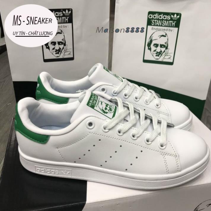 Giày adidas stan smith, giày stan smith gót đen gót xanh thấp mới full phụ kiện hàng cao cấp, full size 36-43