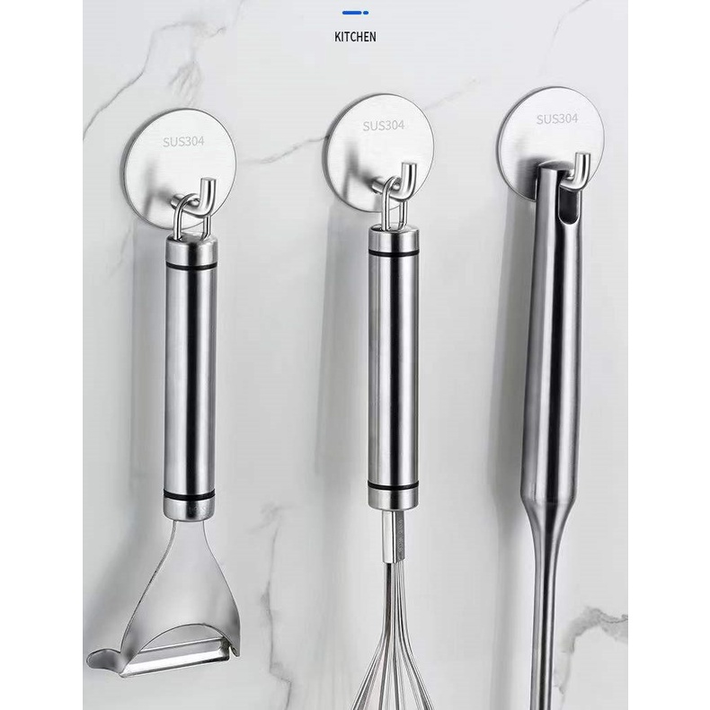 Móc treo khăn, quần áo, đồ dùng đa năng inox 304 cao cấp, dán tường không cần khoan tặng kèm keo dán