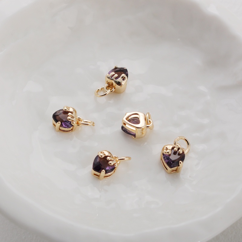 Mặt Dây Chuyền/Vòng Tay/Dây Chuyền Bằng Đồng 14k 6 * 8mm Đính Đá Zircon Sang Trọng