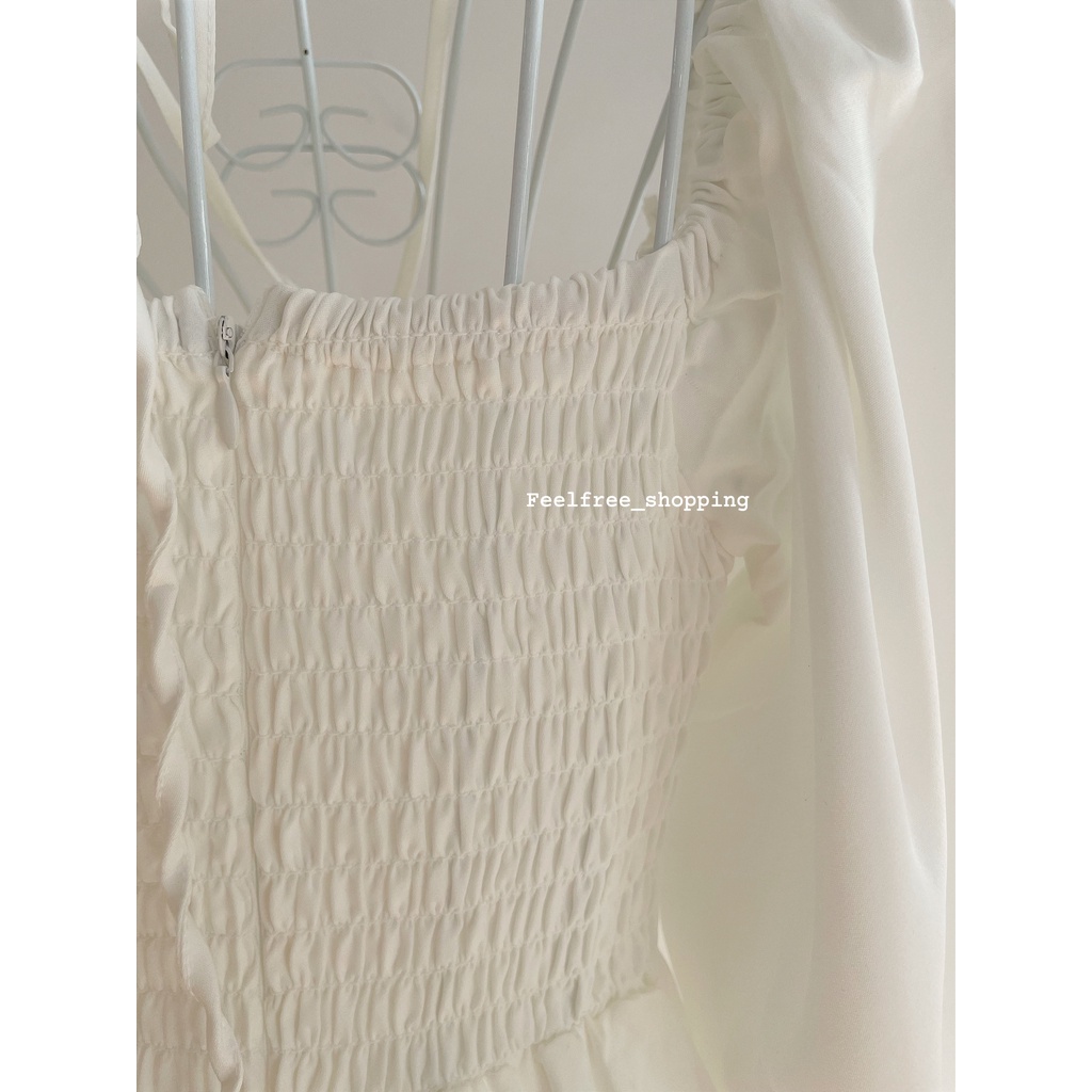 Đầm Trắng Công Chúa Cổ Vuông Dáng Xoè Mặc Đi Tiệc, Đi Chơi, Kỷ Yếu (Hình Thật) | BigBuy360 - bigbuy360.vn