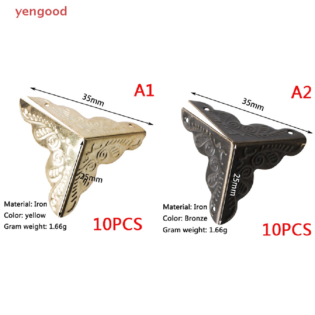 Set 10 Vỏ Bọc Góc Hộp Hành Lý Chạm Khắc Hình Tam Giác Bằng Kim Loại Trang Trí Nội Thất