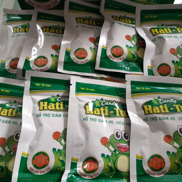 Kẹo ngậm ho viêm họng Hatitux vỉ 10 viên - kẹo cay con ếch