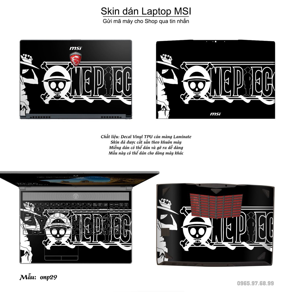 Skin dán Laptop MSI in hình One Piece _nhiều mẫu 22 (inbox mã máy cho Shop)