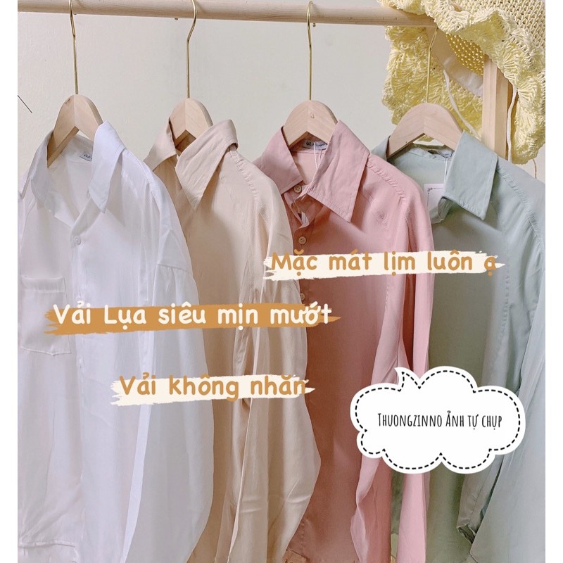 [Ảnh thật/Video] ÁO SƠ MI CỔ POLO LỤA TĂM VẢI ĐẸP DÀI TAY DÁNG SUÔNG RỘNG BASIC HÀN QUỐC SƠ MI LỤA VẠT BÀU TAY SUÔNG | BigBuy360 - bigbuy360.vn