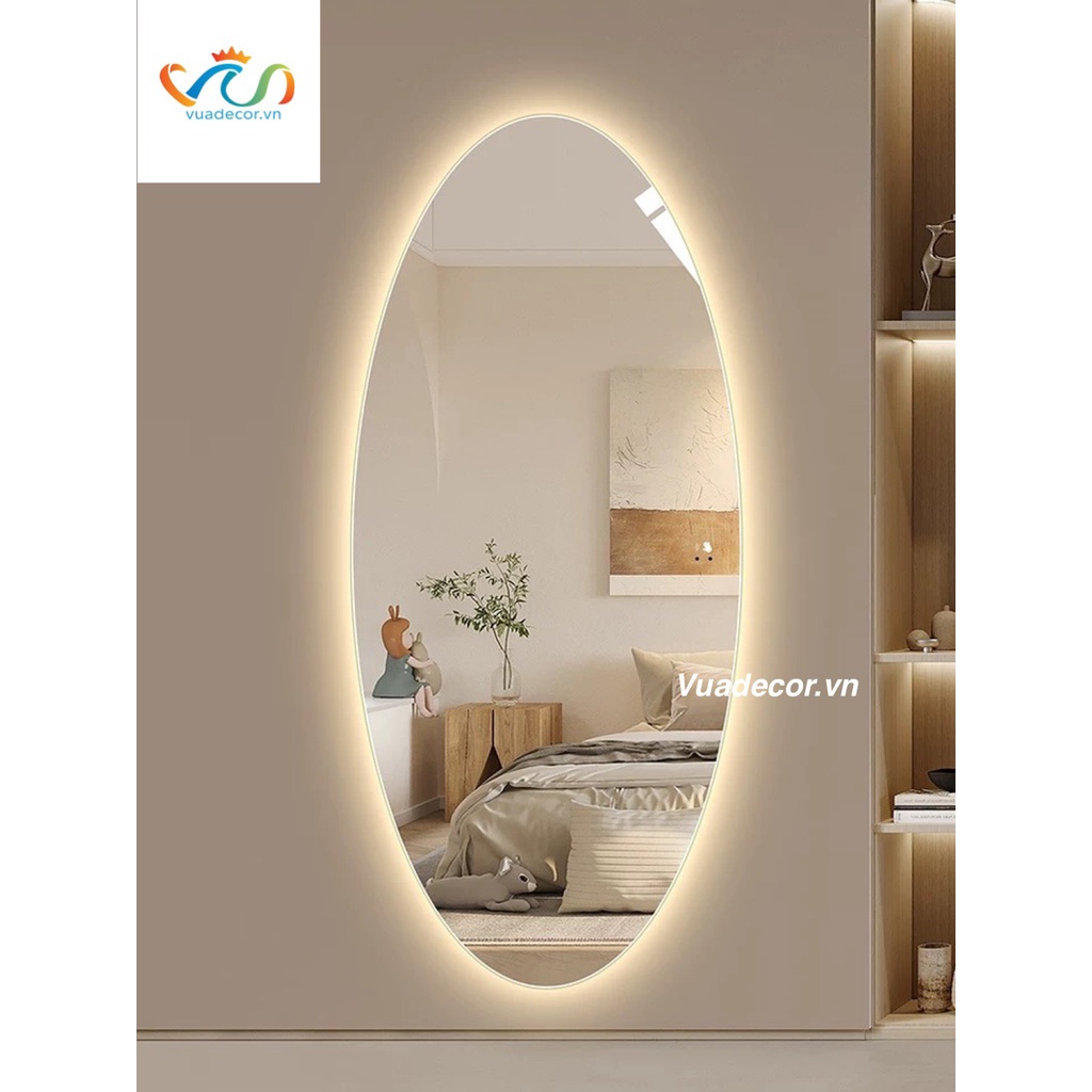 (FREESHIP) Gương toàn thân hình Elip VUADECOR led cảm ứng 80x180cm (Full phụ kiện)