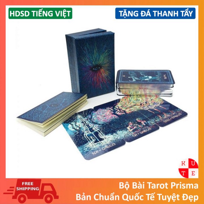 [Size Gốc] Bài Tarot Prisma Visions 78 Lá 7x12 Cm Giấy Dày Cán Bóng Tặng File Hướng Dẫn Tiếng Việt Và Đá Thanh Tẩy