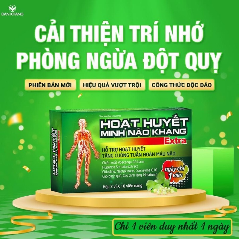 Hoạt Huyết Minh Não Khang Extra Dan Khang Giúp Tăng Cường Tuần Hoàn Máu Não Giúp Ngủ Ngon Giảm Rối Loạn Tiền Đình