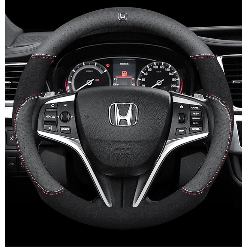 Không Mùi Mỏng Honda BRV HRV City Civic Jazz Accord CRV Sợi Carbon Da Vô Lăng Ô Tô Bao 38cm Chống Trơn Trượt