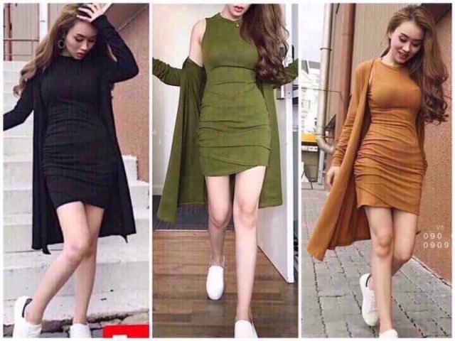 Set đầm body kèm áo khoác siêu HOT