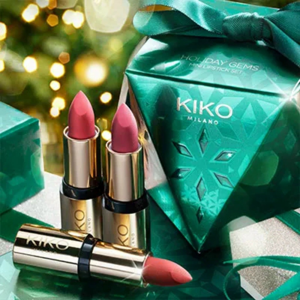 [Bill Authentic] Set 03 son KIKO phiên bản giới hạn mùa Lễ hội (Giáng sinh) 2020 - Holiday Gems Mini Lipsticks Set