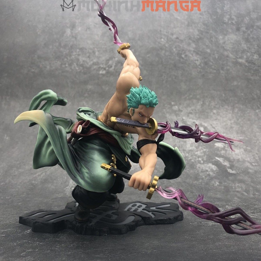 Mô hình Roronoa Zoro tam kiếm có hiệu ứng cao 18cm trong truyện tranh anime One Piece Đảo Hải Tặc Luffy