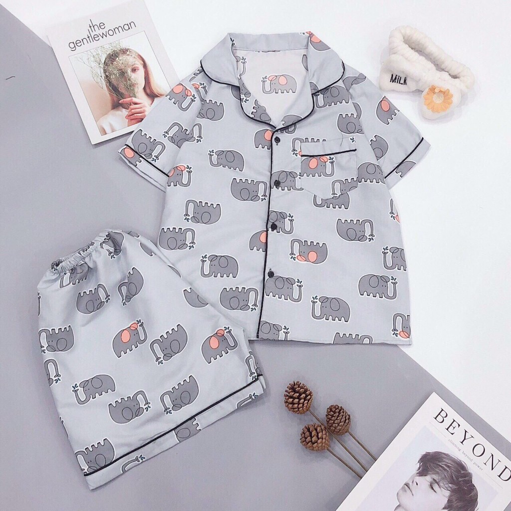 Bộ pijama tay ngắn quần ngắn vải kate Thái form dưới 65kg.