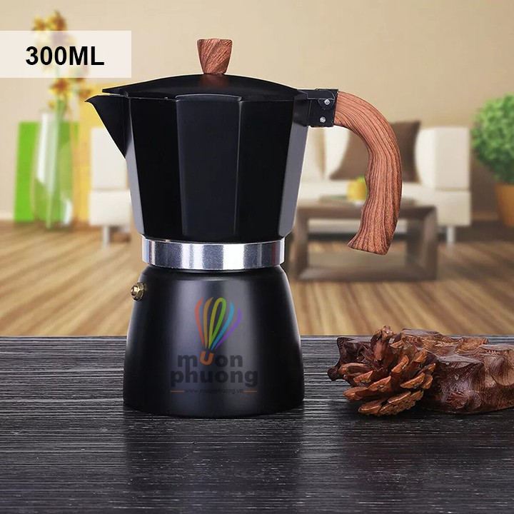 [FRSHIP20K] Bình pha cafe moka tay cầm gỗ kiểu dáng cổ điển châu Âu- MUÔN PHƯƠNG SHOP