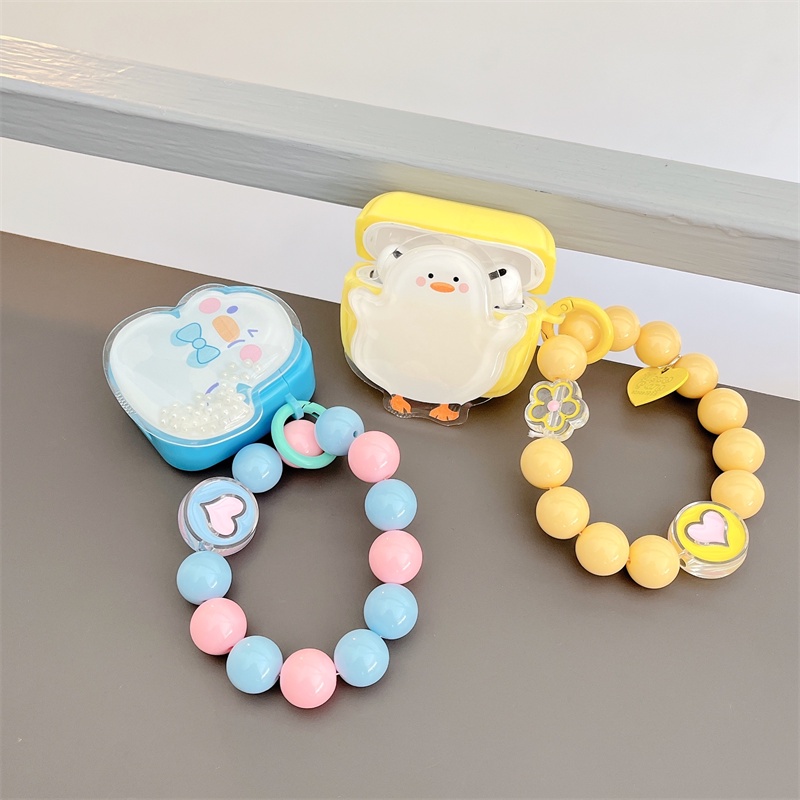 Vỏ Bảo Vệ Hộp Sạc Tai Nghe Bluetooth Không Dây Airpods1 / 2 3 Pro Air Pods Pro 3 Hình Vịt Ngọc Trai Dễ Thương Ốp