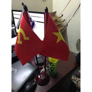 Cờ để bàn đế gỗ đôi