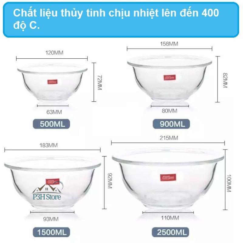Tô thủy tinh chịu nhiệt Lock&amp;Lock các loại LLG011 LLG012 LLG013 LLG014