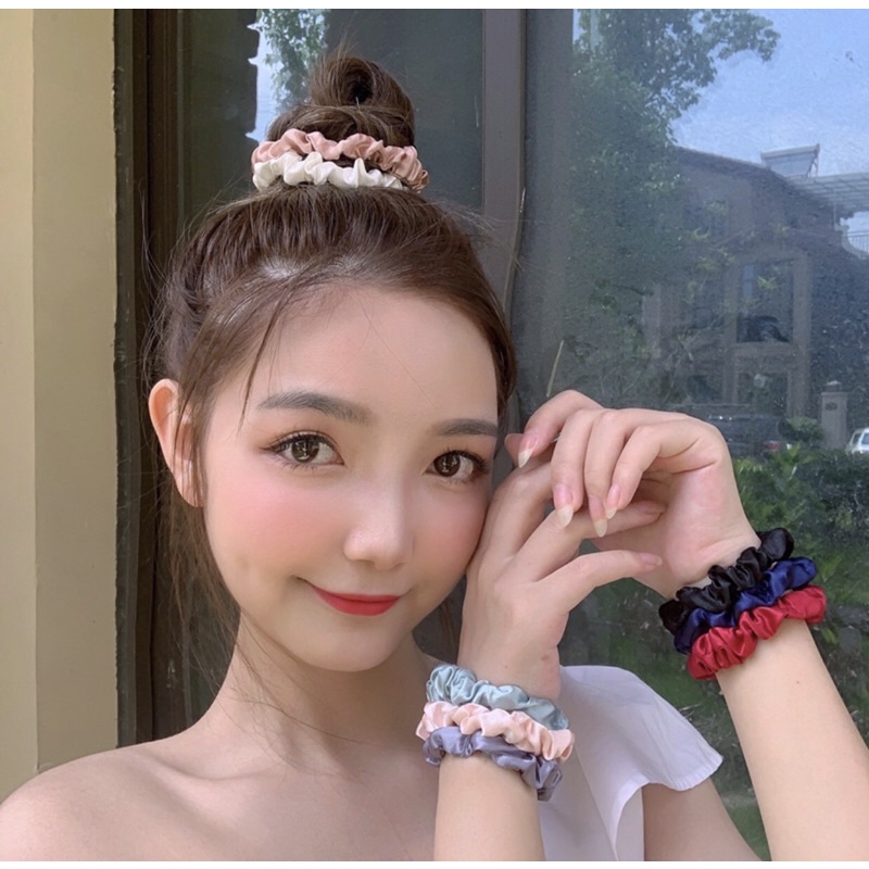 Dây cột tóc vải/ chun buộc tóc scrunchies phong cách Hàn quốc