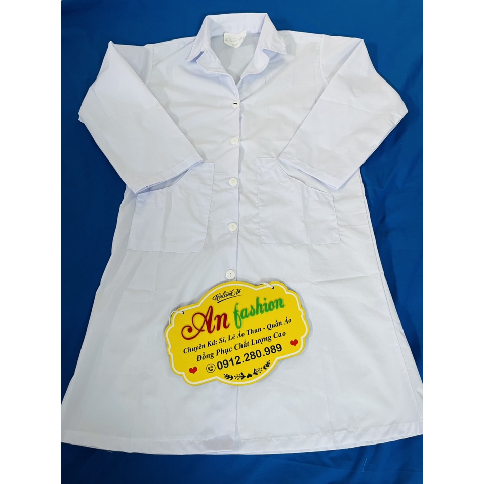 Áo Blouse Kate Nhật Trắng Điều Dưỡng, Áo Bác Sĩ, Dược Sĩ tay dài, dài gối _ Hình chụp thật