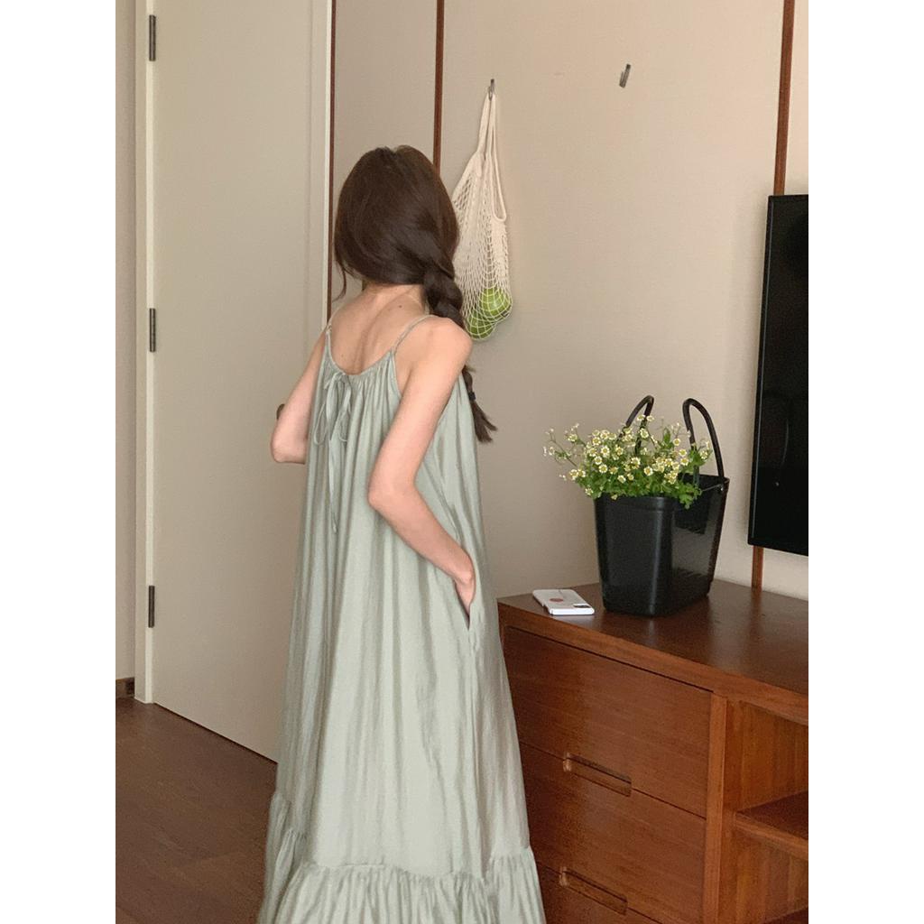 Đầm Hai Dây Xếp Ly Dáng Rộng Phong Cách Pháp Thanh Lịch 52754 3 Màu