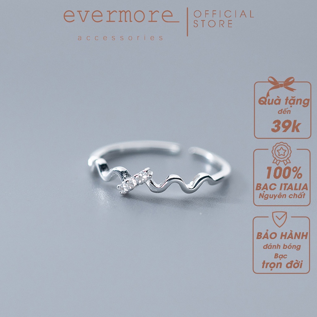 Nhẫn bạc Ý 925 nguyên chất đính đá xéo - đeo ngón út EVERMORE minimalism, thanh lịch - N004