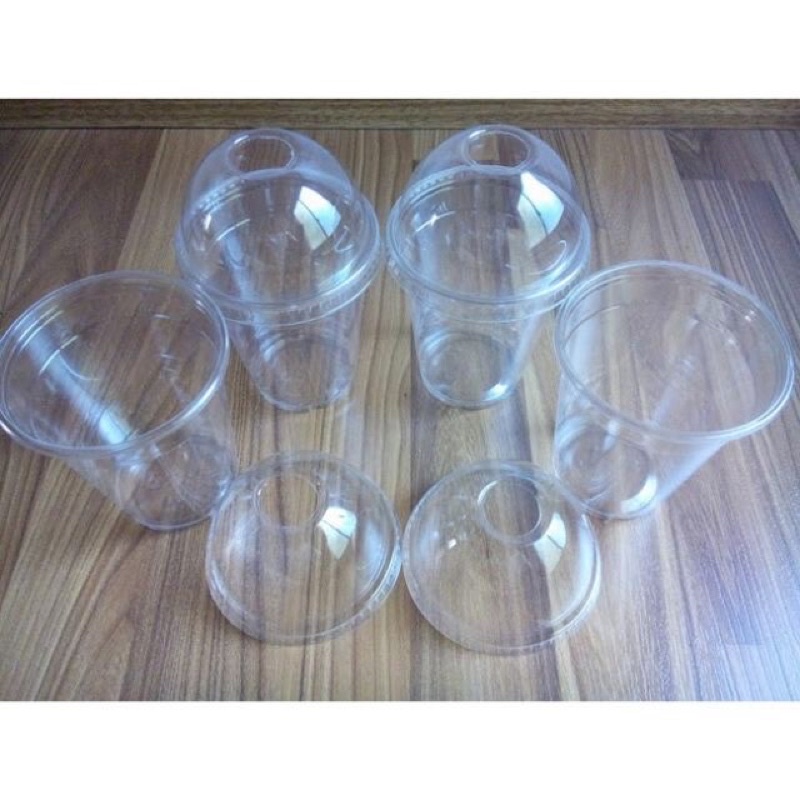 50 cốc nhựa PET có nắp vồng trong suốt đẹp đựng trà sữa nước soda hoa quả…