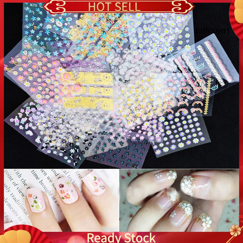 [Hàng mới về] Bộ 10 tấm hình dán họa tiết xinh xắn trang trí móng tay nghệ thuật