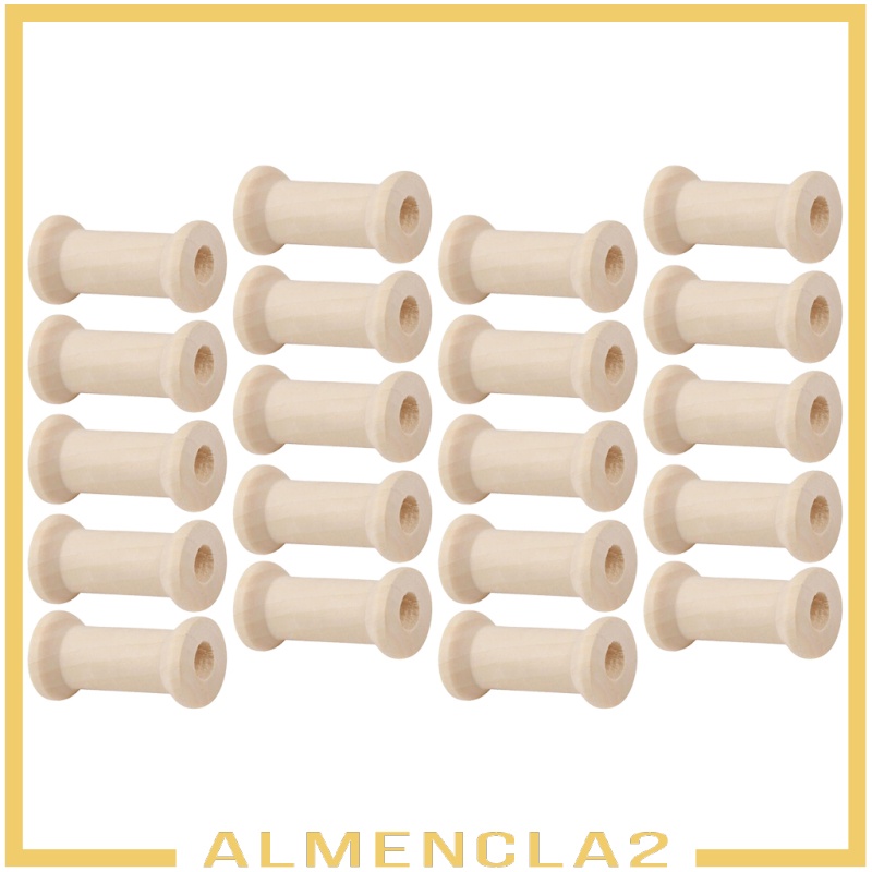 [ALMENCLA2] 20pcs Wooden Bobbins Thread Spools Cross Stitch Sewing Floss Storage 48x31mm