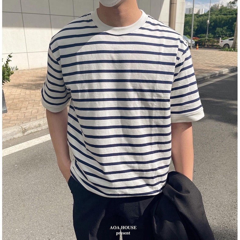 Tay Ngắn Sọc Trắng Đen - Claude Striped T-Shirt (2color)
