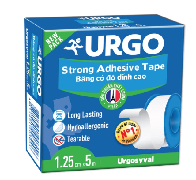 BĂNG KEO LỤA CÓ ĐỘ DÍNH CAO Urgosyval là băng keo nền ít gây kích ứng, dính lâu dài, dính chắc(urgo strong adhesive tape