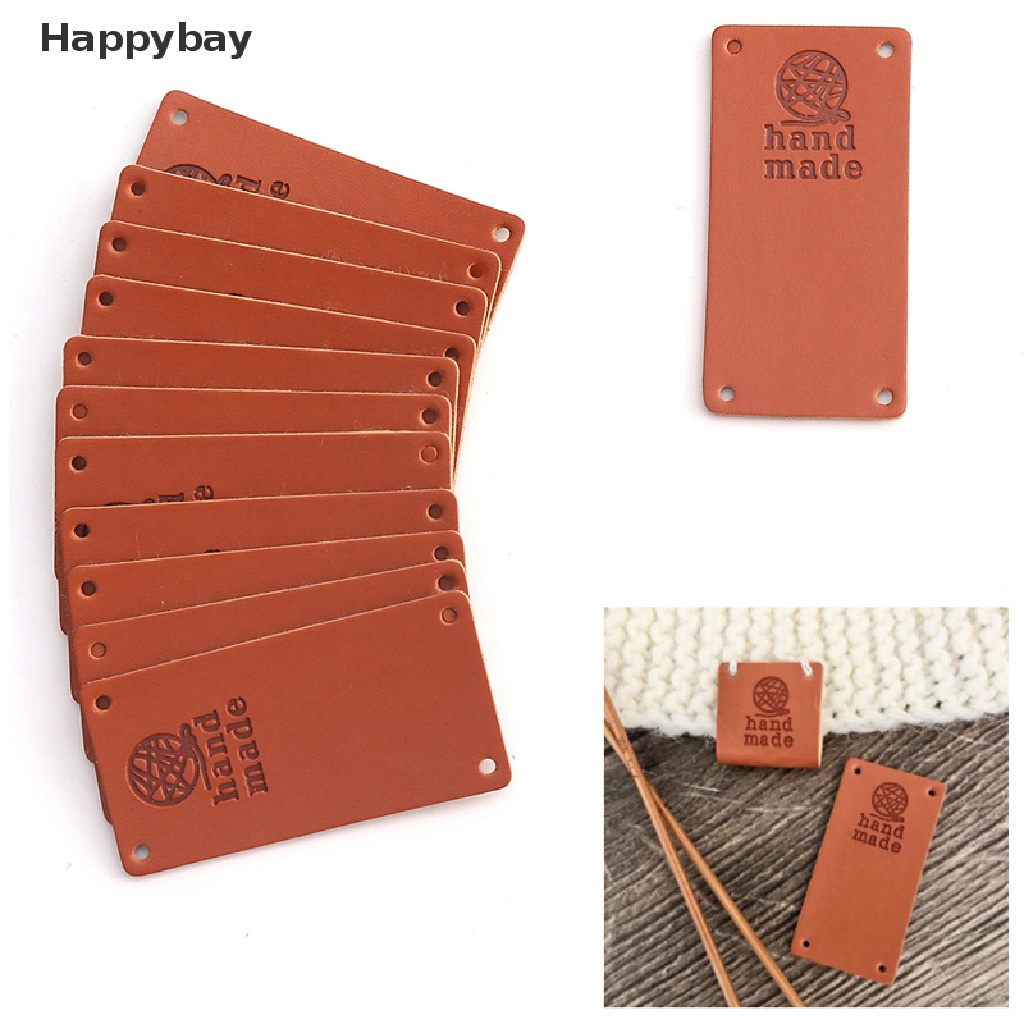 Set 20 Tấm Thẻ Da Tổng Hợp In Chữ Happybay Thủ Công