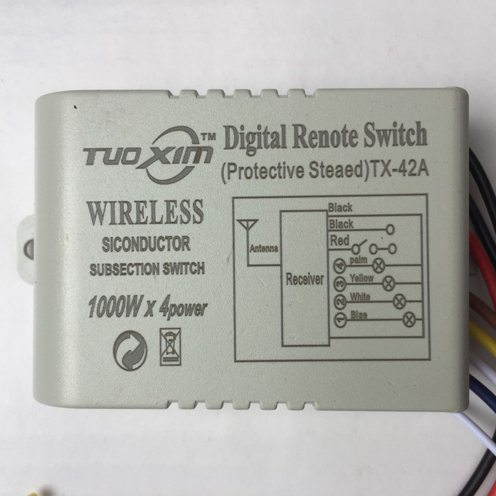 Công tắc điều khiển từ xa RF kèm remote sóng RF 315mhz 1 2 3 4 kênh xuyên tường  tặng kèm cút nối