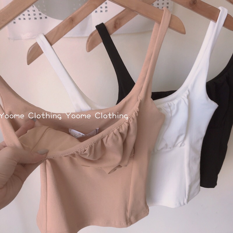 Áo hai dây nhún ngực ôm 2 lớp dày dặn cho nữ Yoomeclothing