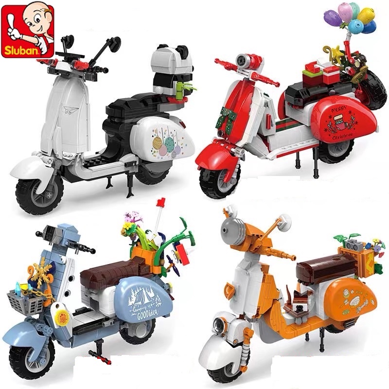 Mô hình xe Vespa SLUBAN lắp ráp độc đáo dành cho bé