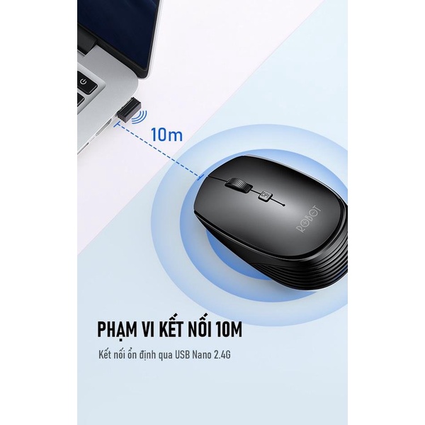 Chuột không dây kiểu dáng văn phòng ROBOT M205 Đen