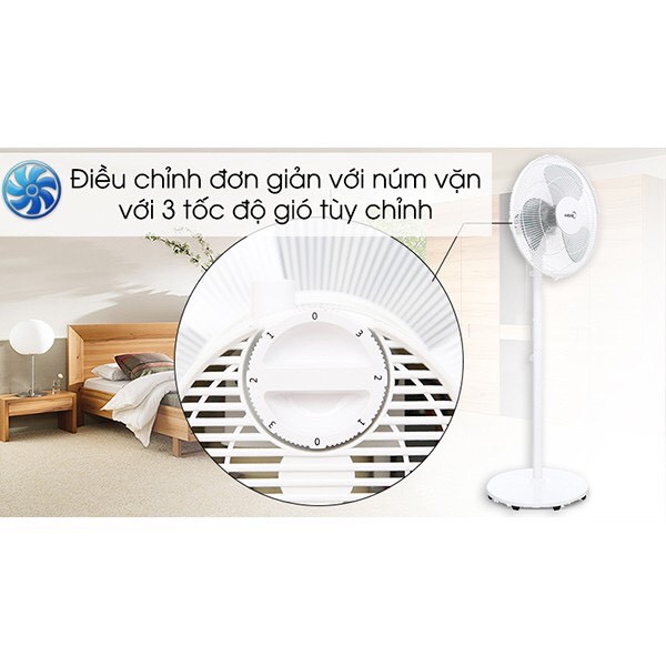 Quạt cây đứng sang trọng cao cấp Midea FS40-18C, đường kính 40cm, lỗi 1 đổi 1, bảo hành 12 tháng toàn quốc