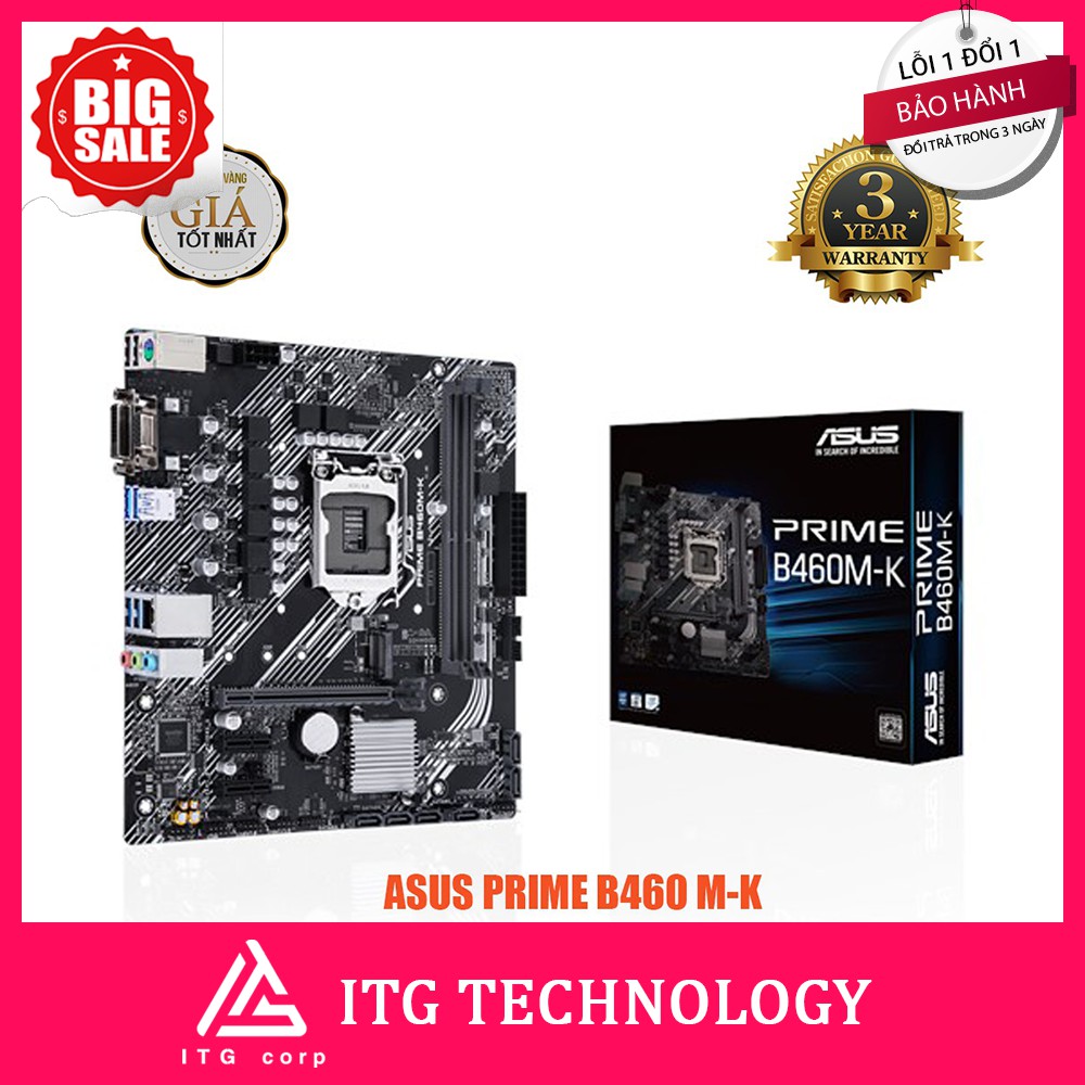 Mainboard ASUS PRIME B460M-K (Intel B460, Socket 1200, m-ATX, 2 khe Ram DDR4)