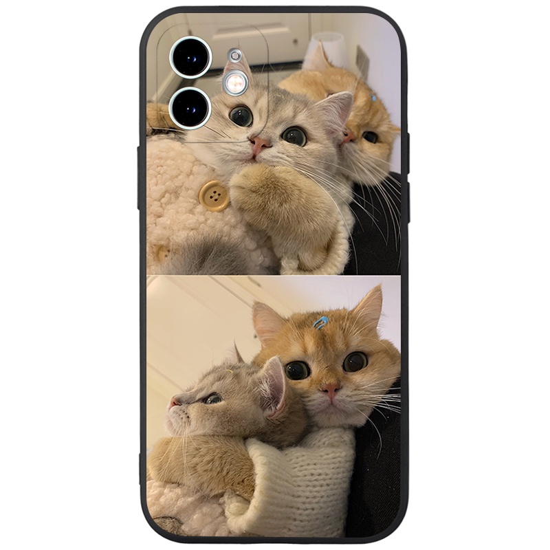 Ốp lưng JEERO hoạt hình cặp đôi dễ thương đẹp mềm đen Cho iPhone 13 12 11 Pro Max SE 2020 X XR XS 8 7 ip 6S 6 Plus kute HFE861