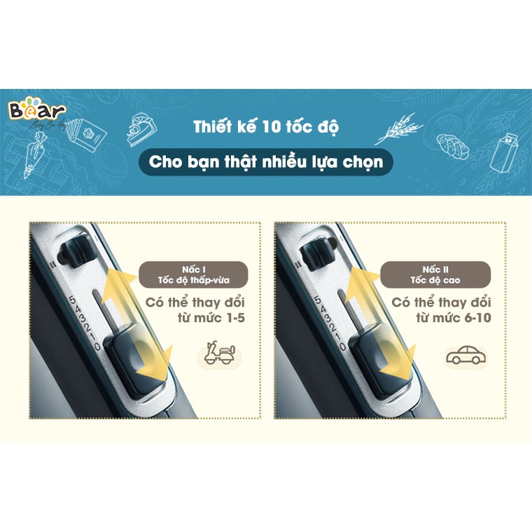 Máy đánh trứng và trộn bột cầm tay Bear HM-B01V1 tiện lợi tích hợp 2 chức năng