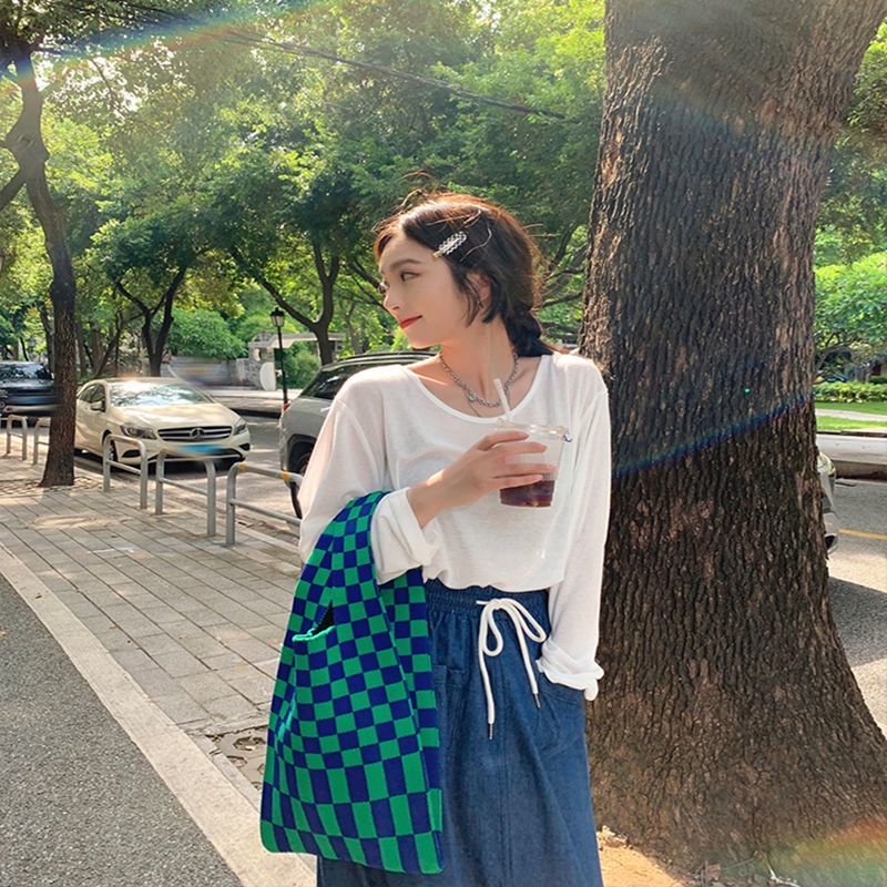 ENVIROSAX Túi Xách Nữ Cỡ Lớn Họa Tiết Caro Thời Trang