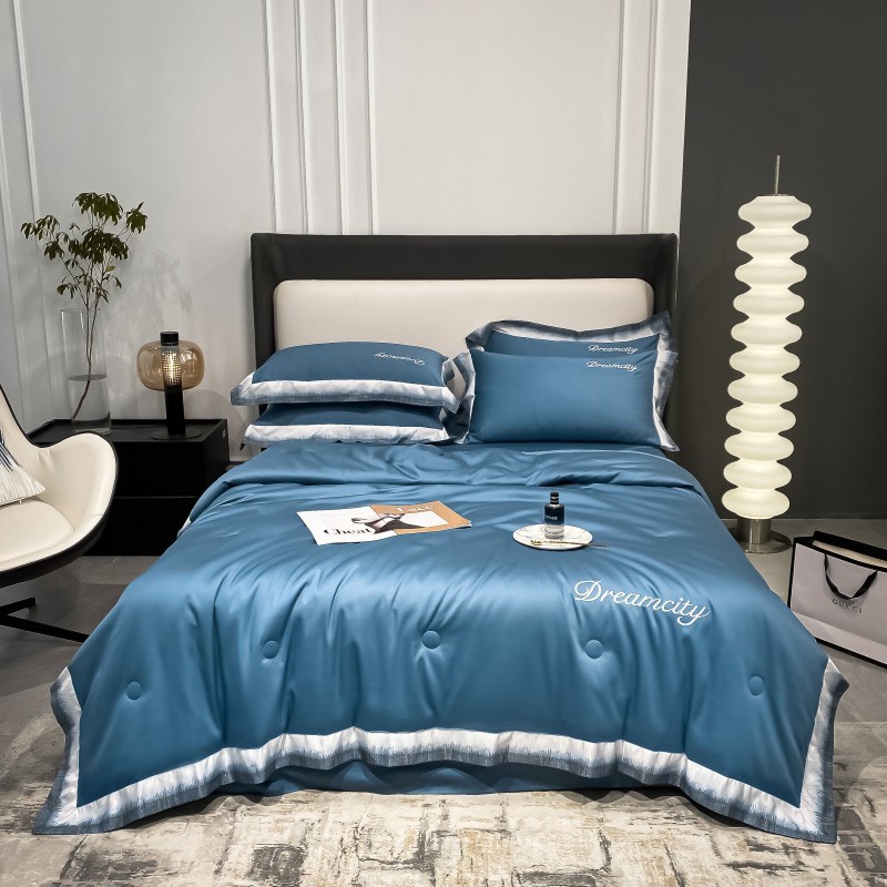Bộ chăn ga gối lụa Dream City nhập khẩu cao cấp, chất lụa tencel chăn trần bông mềm mịn thoáng mát