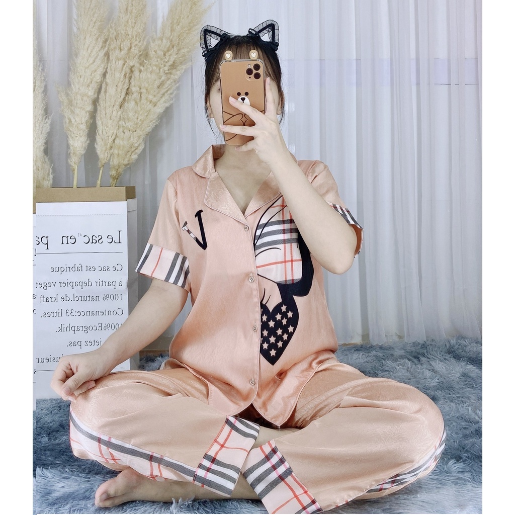Pijama đồ bộ mặc nhà tay ngắn quần dài lụa mango không phai không xù mát mẻ nhiều mẫu xinh xắn - MIE STORE