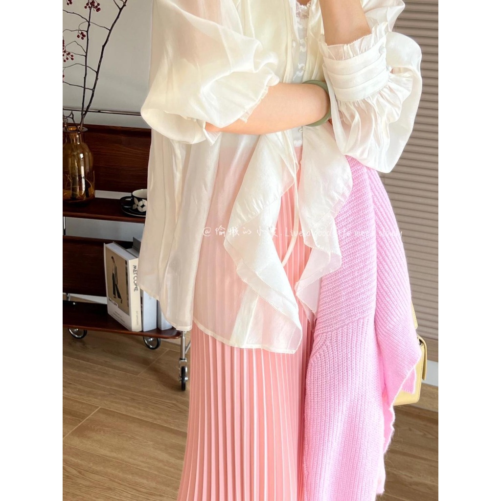 [Spot] Áo Sơ Mi Mỏng Tay Bồng Ngọt Ngào Thời Trang Hàn Quốc Sang Trọng