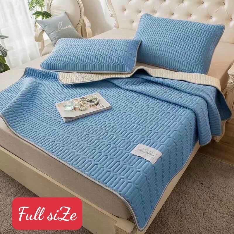 Chiếu điều hòa cao su non 3D màu trơn kích thước 1m6x2m và 1m8x2m loại 1 dày nhất tặng kèm 2 tấm vỏ gối cùng màu