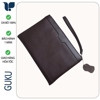 Ví Nam Dài Clutch Cầm Tay Da Bò Thật CT02 Túi Ví Nam Kẹp Nách Thời Trang Công Sở Màu Nâu Da Bò Vân Mill Sang Trọng