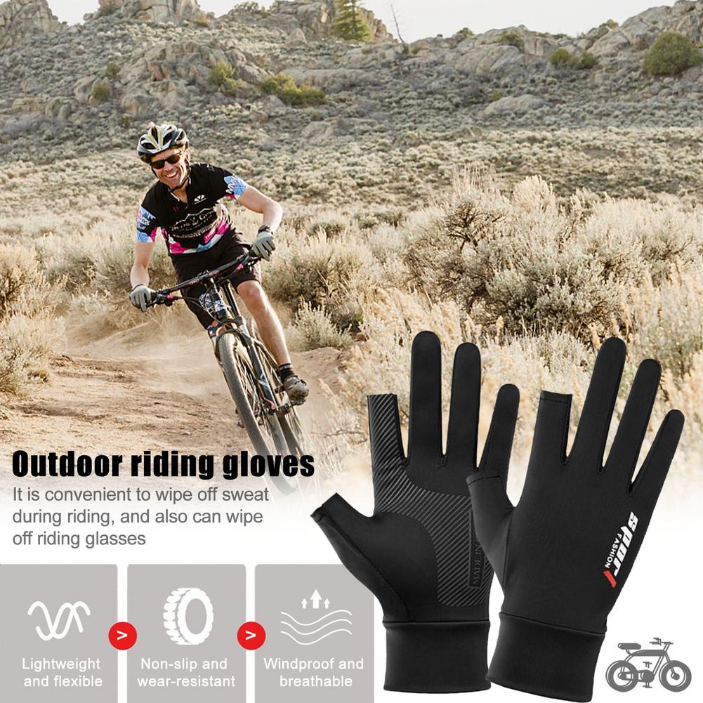 Găng tay lái xe chống nắng chống trượt vải lụa mát thoải mái dành cho nam