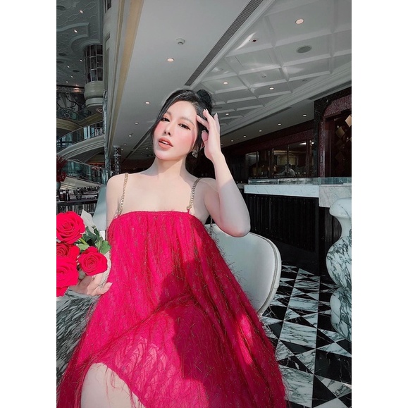 Đầm suông tua rua 2 dây xích restock