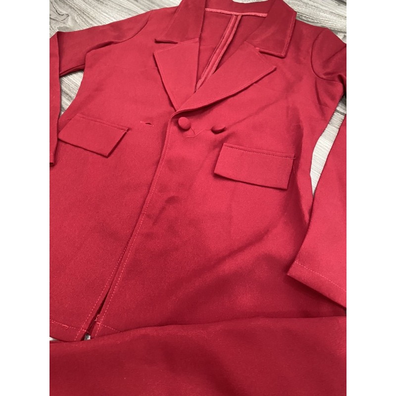 Set vest quần dài đỏ đô cao cấp